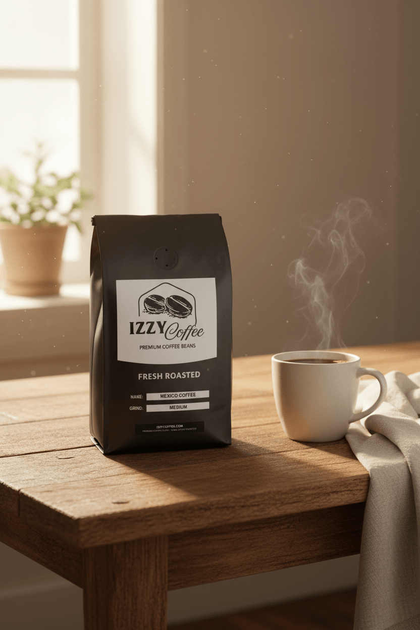 Mexico Coffee Izzy Coffee fresh roasted coffee lifestyle image for brewing and gifting