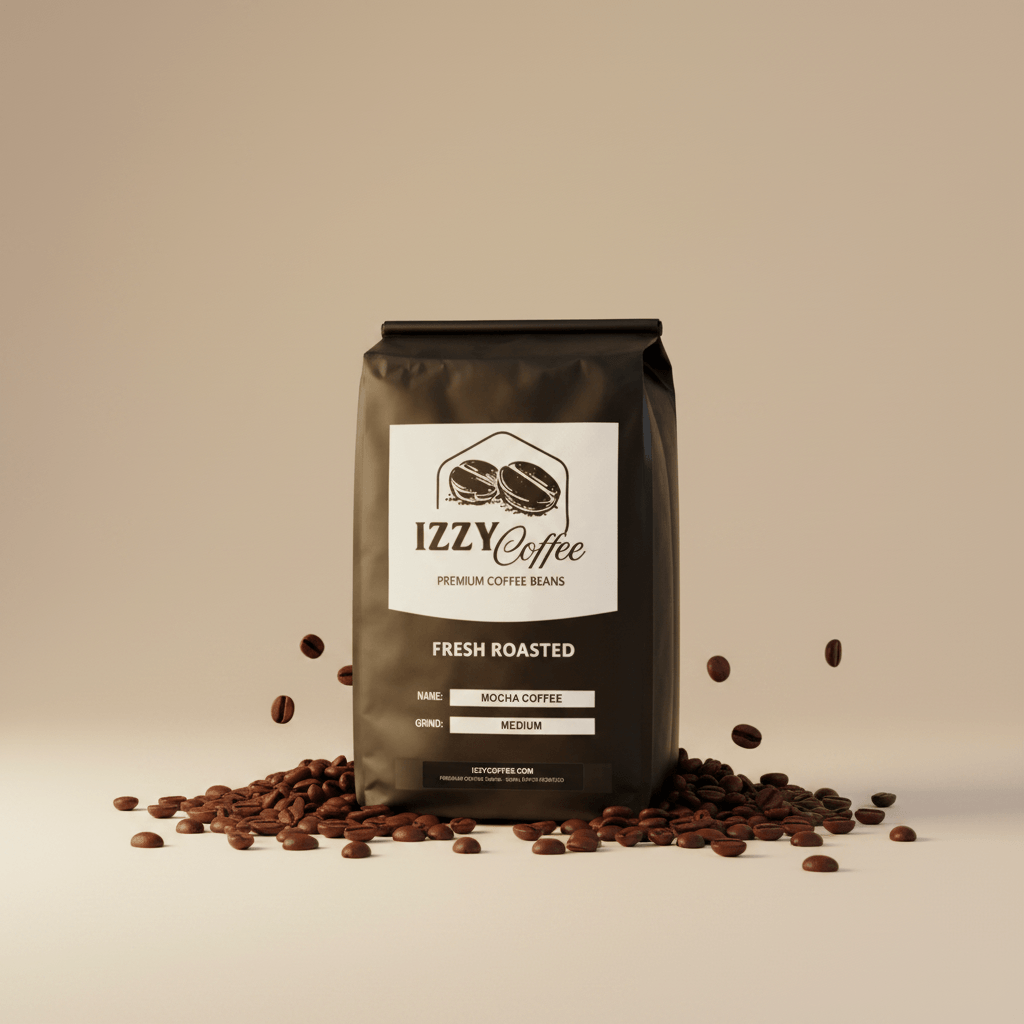 Mocha Coffee Izzy Coffee fresh roasted coffee lifestyle image for brewing and gifting