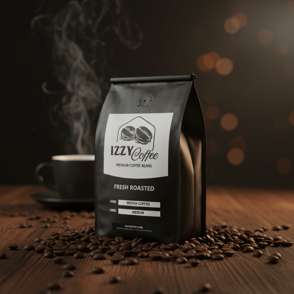 Mocha Coffee Izzy Coffee fresh roasted coffee lifestyle image for brewing and gifting