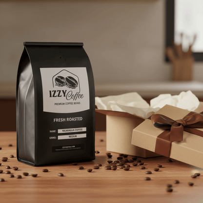 Nicaragua Coffee Izzy Coffee fresh roasted coffee lifestyle image for brewing and gifting