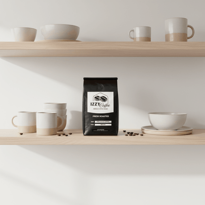 Peru Decaf Coffee Izzy Coffee fresh roasted coffee lifestyle image for brewing and gifting