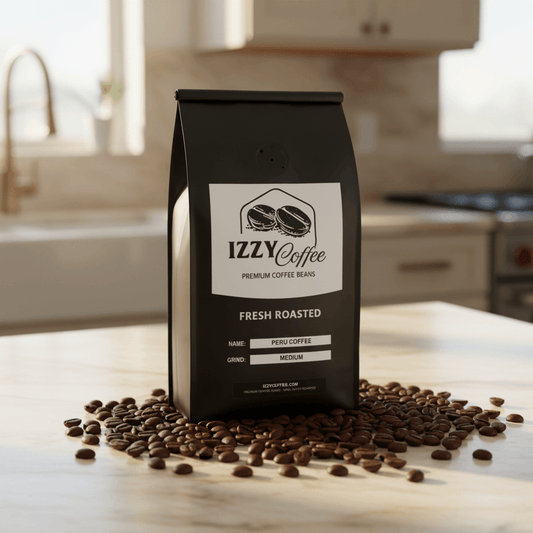 Peru Coffee Izzy Coffee fresh roasted coffee lifestyle image for brewing and gifting