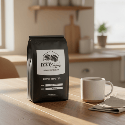 Peru Coffee Izzy Coffee fresh roasted coffee lifestyle image for brewing and gifting