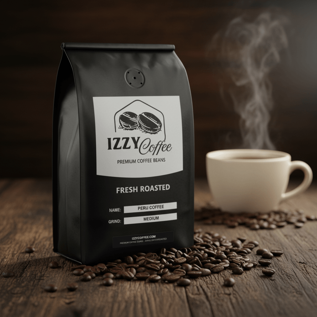 Peru Coffee Izzy Coffee fresh roasted coffee lifestyle image for brewing and gifting