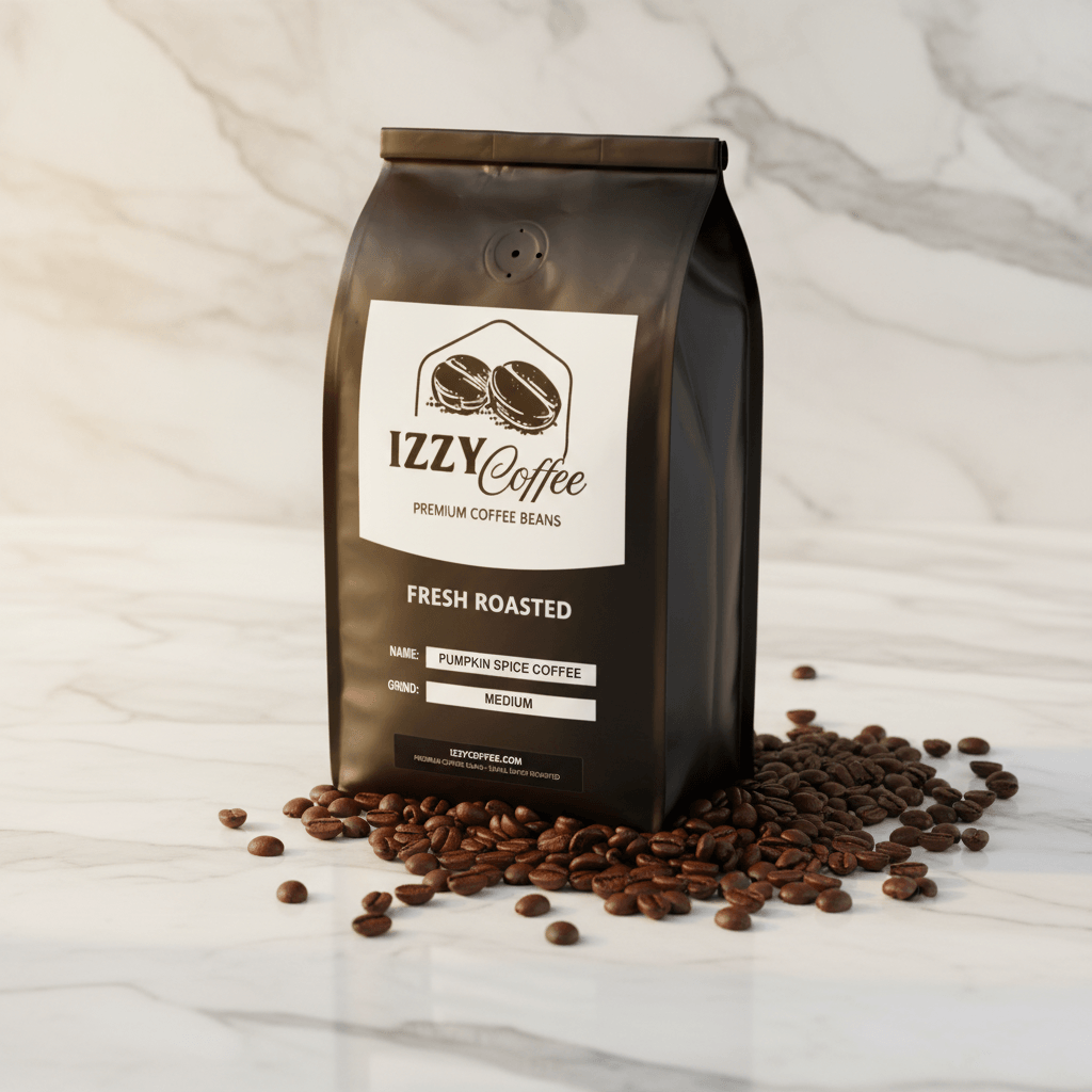 Pumpkin Spice Coffee Izzy Coffee fresh roasted coffee lifestyle image for brewing and gifting