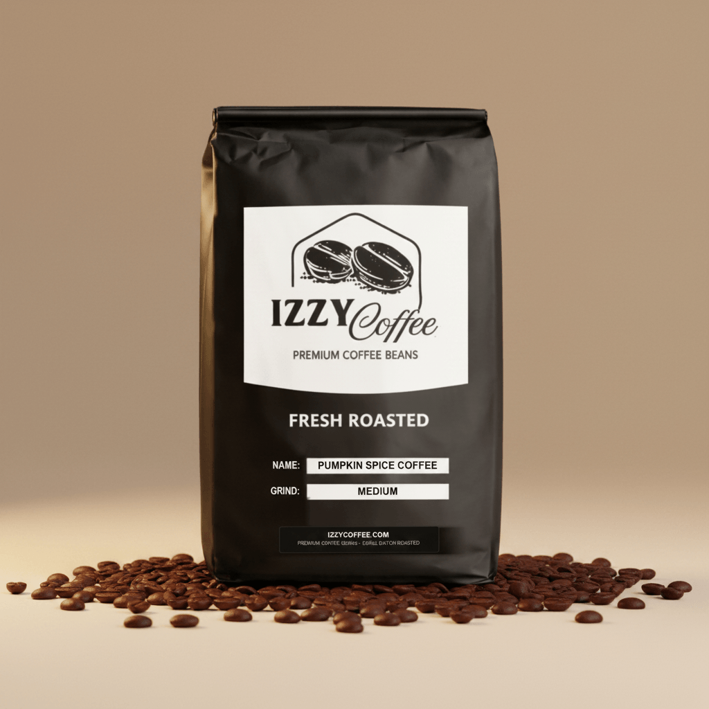 Pumpkin Spice Coffee Izzy Coffee fresh roasted coffee lifestyle image for brewing and gifting