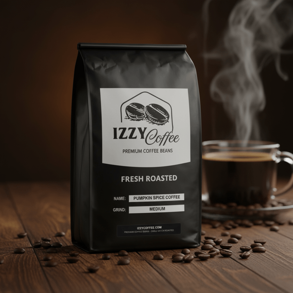 Pumpkin Spice Coffee Izzy Coffee fresh roasted coffee lifestyle image for brewing and gifting
