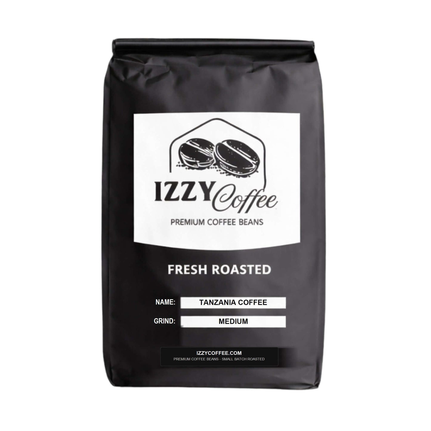 Tanzania Coffee Izzy Coffee product packaging with clear label for online shopping