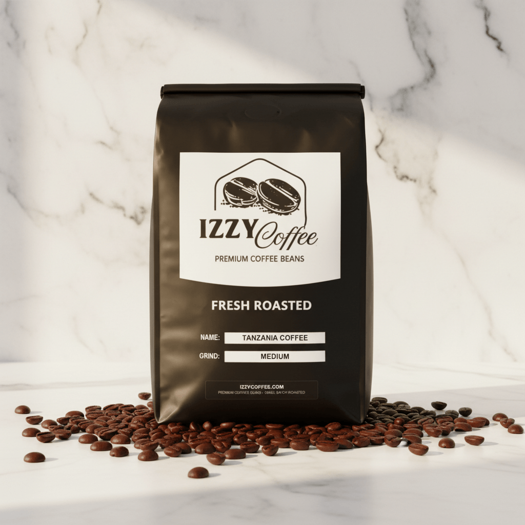 Tanzania Coffee Izzy Coffee fresh roasted coffee lifestyle image for brewing and gifting