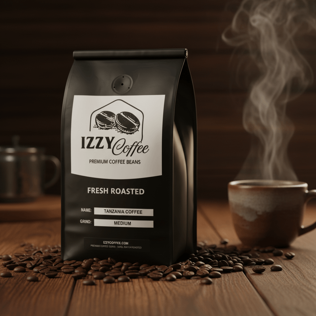 Tanzania Coffee Izzy Coffee fresh roasted coffee lifestyle image for brewing and gifting