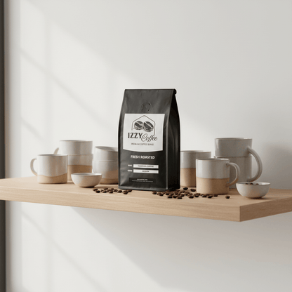 Tanzania Coffee Izzy Coffee fresh roasted coffee lifestyle image for brewing and gifting