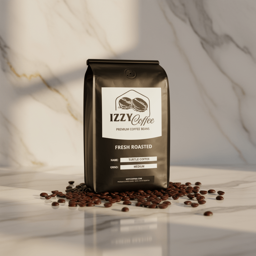 Turtle Coffee Izzy Coffee fresh roasted coffee lifestyle image for brewing and gifting