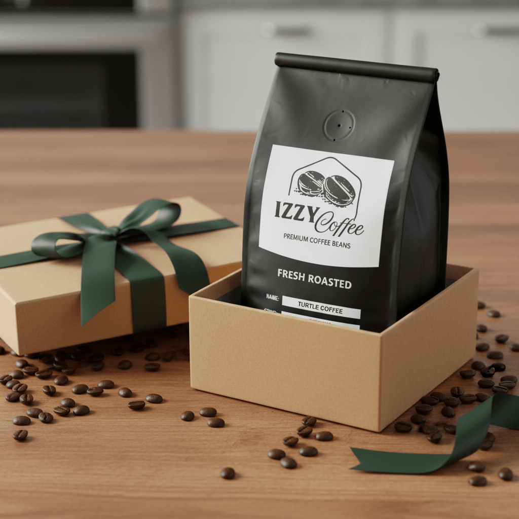 Turtle Coffee Izzy Coffee fresh roasted coffee lifestyle image for brewing and gifting
