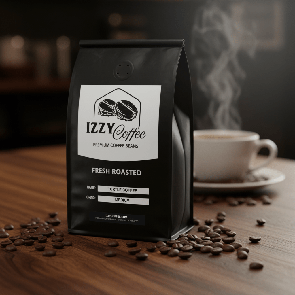 Turtle Coffee Izzy Coffee fresh roasted coffee lifestyle image for brewing and gifting