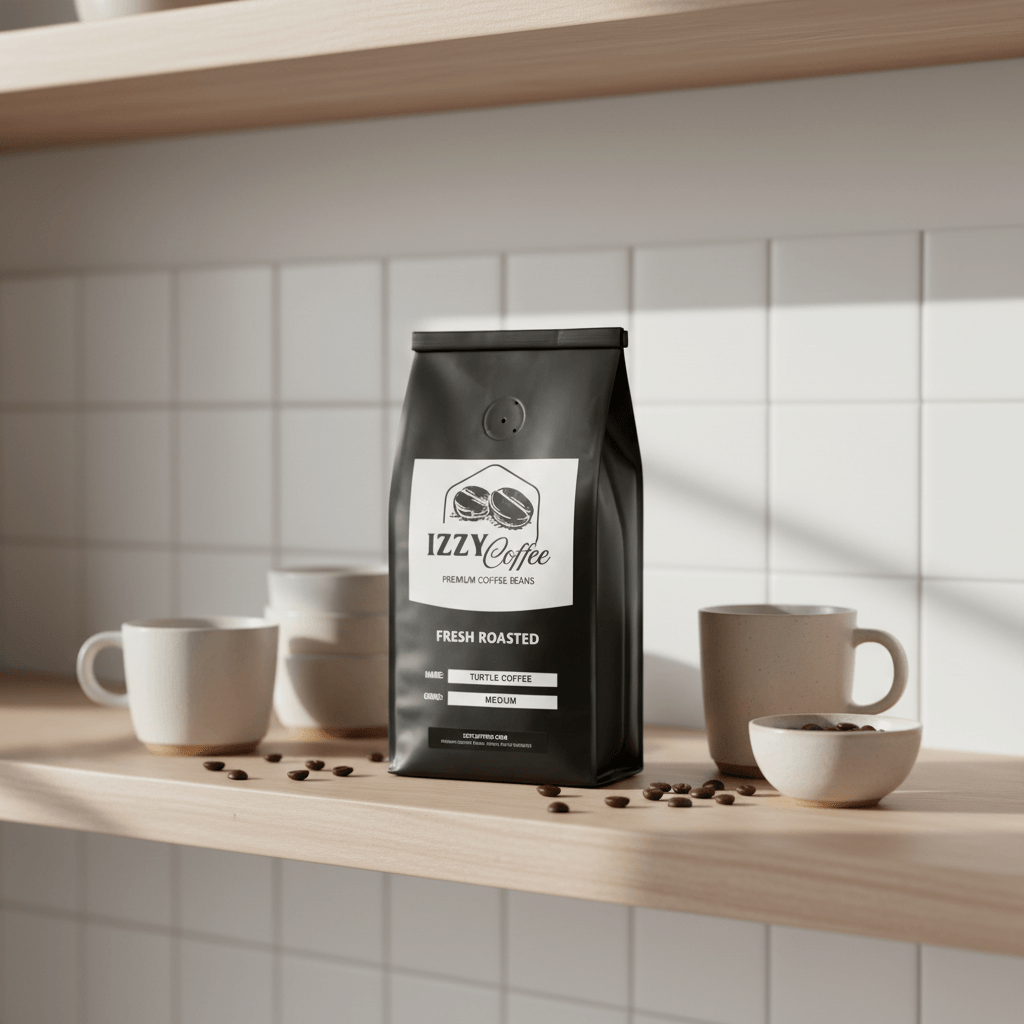 Turtle Coffee Izzy Coffee fresh roasted coffee lifestyle image for brewing and gifting